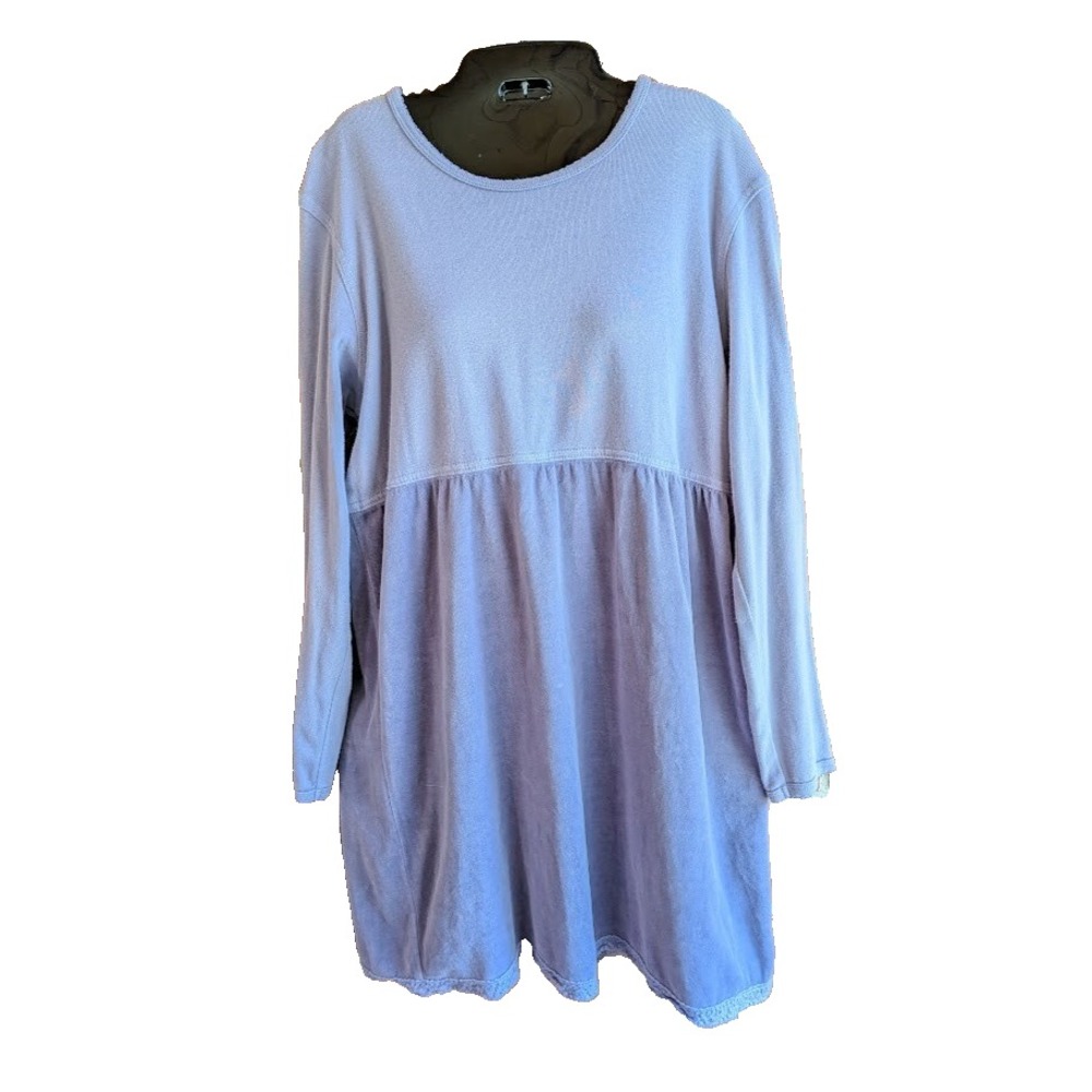 Vintage J. Jill Dress M Petite Velour Crochet Edge Lagenlook Comfy Casual USA